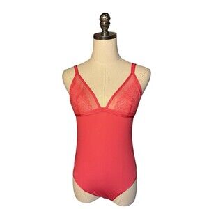 Victoria’s Secret Lingerie Bodysuit Lace Pink Melon Sexy Sz M